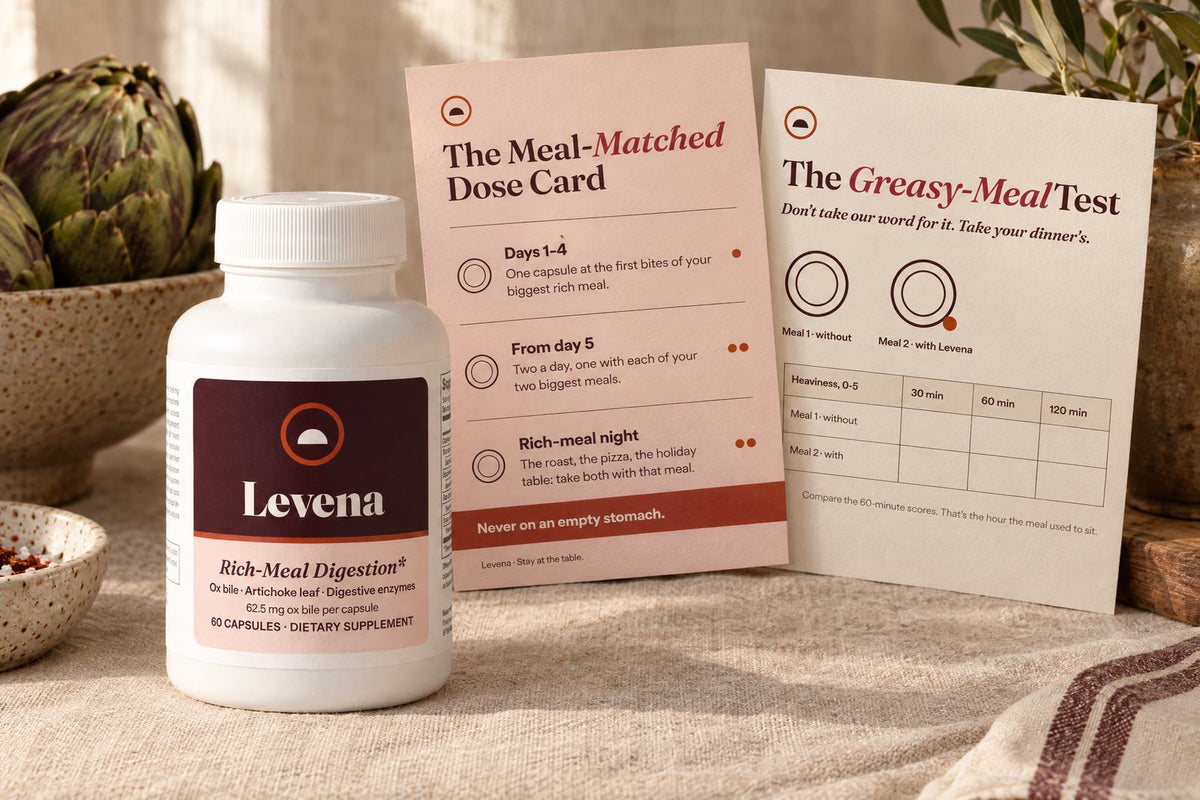 One bottle of Levena with two gift guides