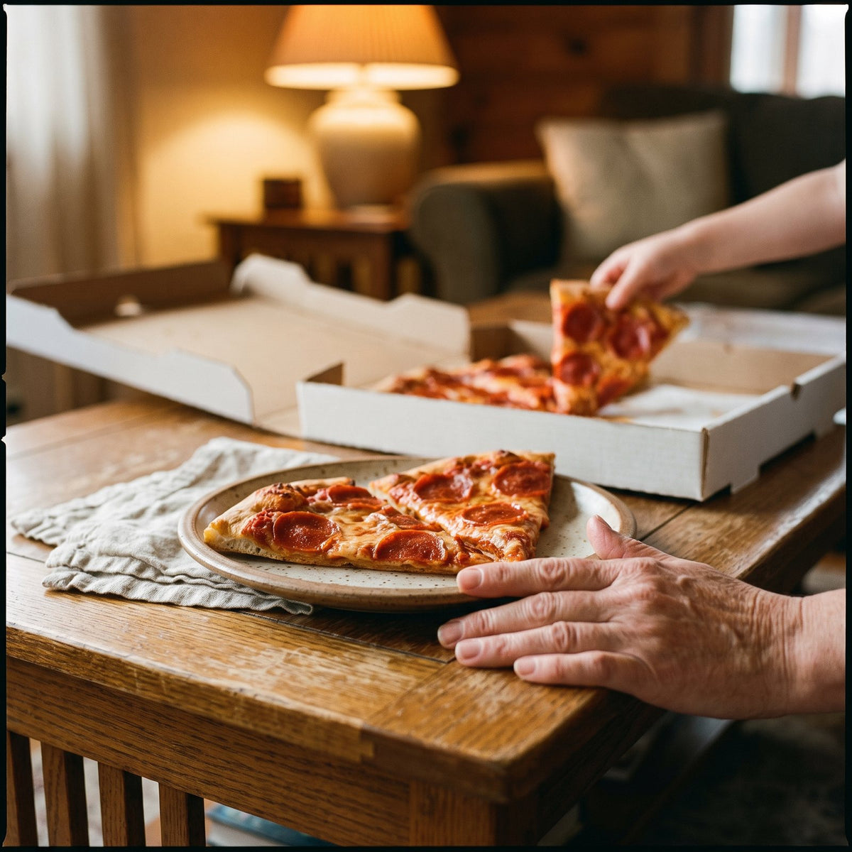 Two slices of pepperoni pizza